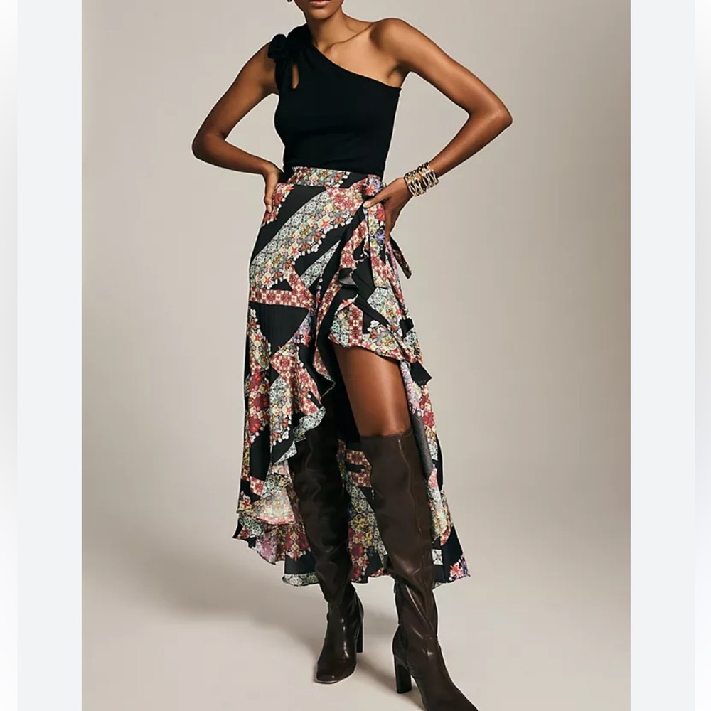 Maeve Ruffle Wrap Midi Skirt by Anthropologie
